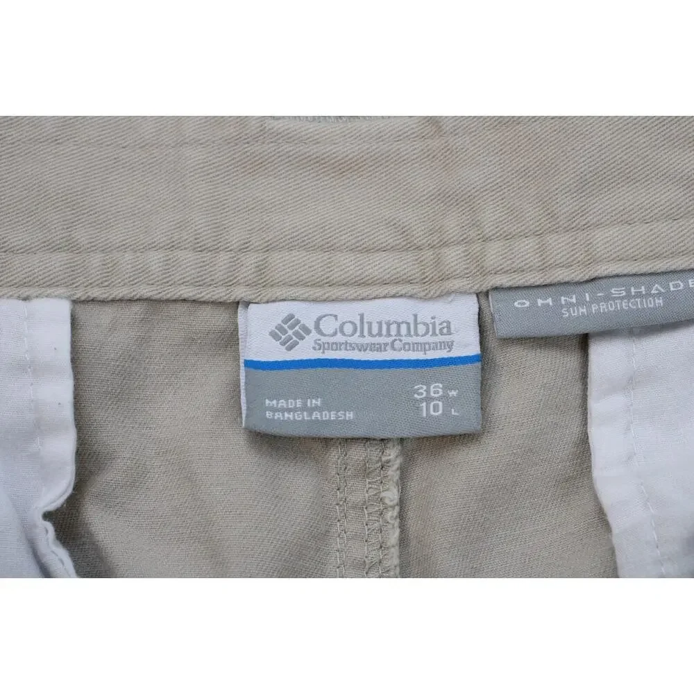Columbia Shorts Mens 36 Beige 100%‎ Cotton Cargo Omni-Shade 10